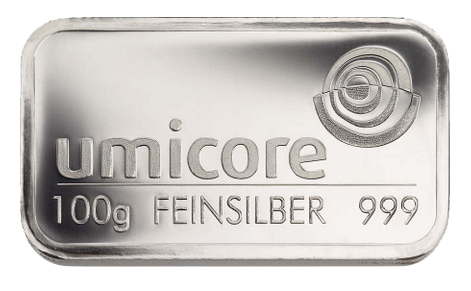 Zilverbaar 100 gram Umicore