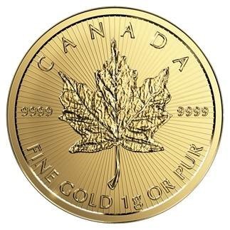 25x 1 gram gouden Maple Leaf munt