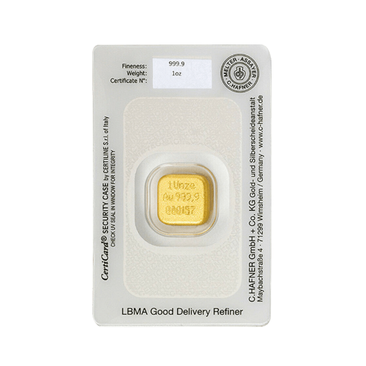 1 troy ounce goudbaar C. Hafner nugget