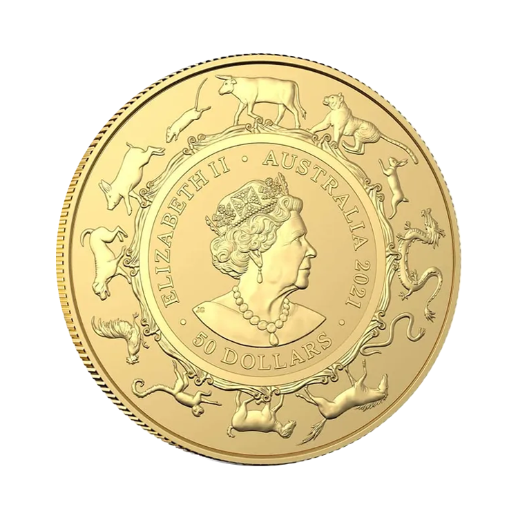 1/2 troy ounce gouden munt Lunar RAM serie