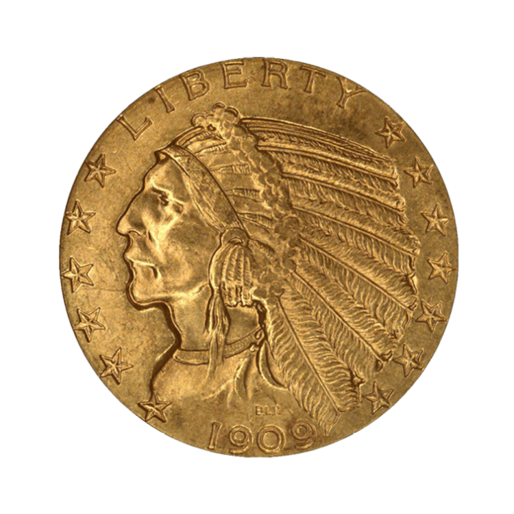 Gouden 5 dollar half Indian Head munt