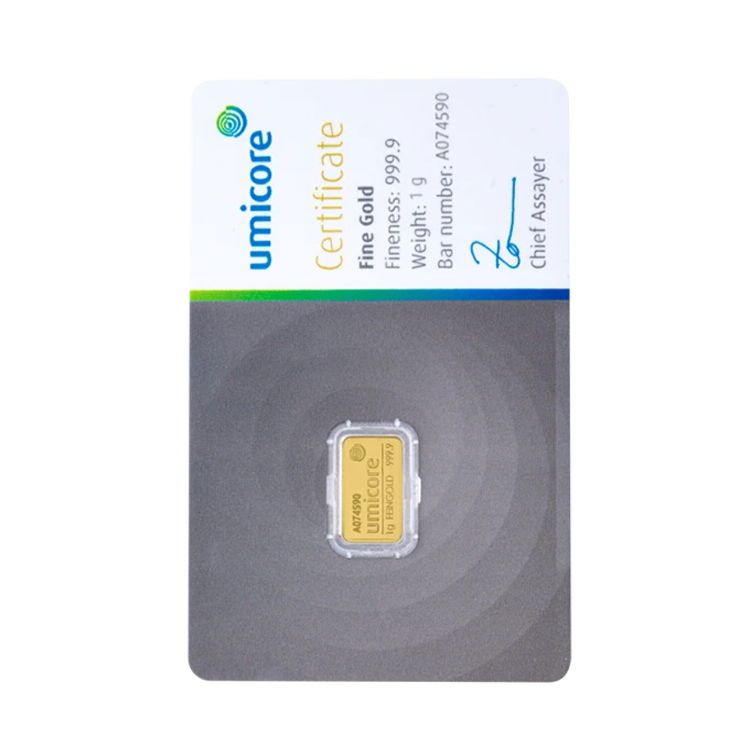 Goudbaar 1 gram Umicore