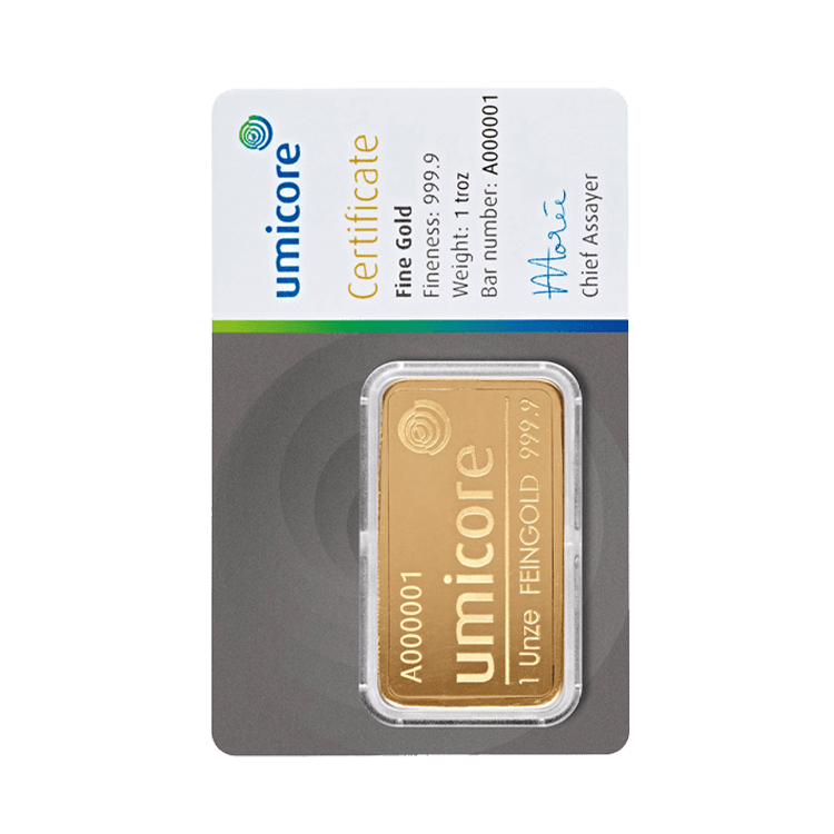 Goudbaar 1 troy ounce Umicore