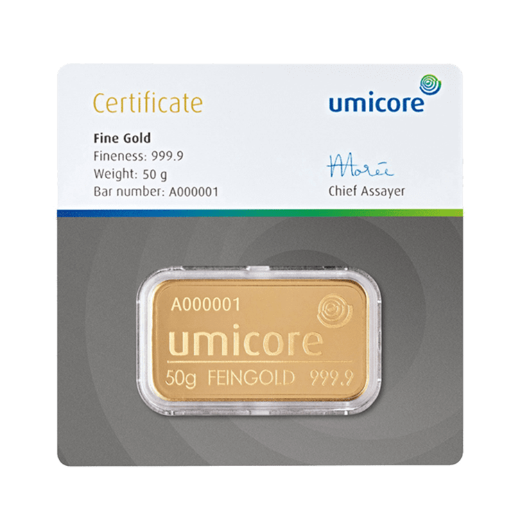 Goudbaar 50 gram Umicore