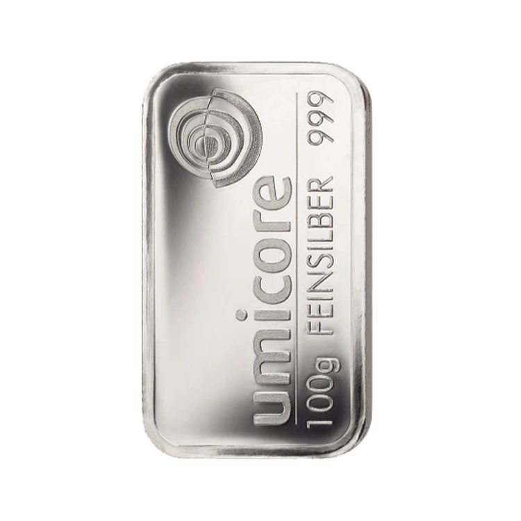 Zilverbaar 100 gram Umicore