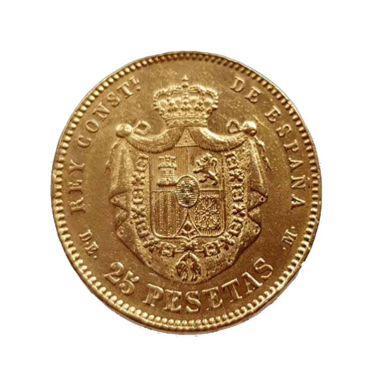 Spaanse gouden 25 Pesetas munt