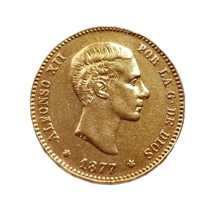 Spaanse gouden 25 Pesetas munt